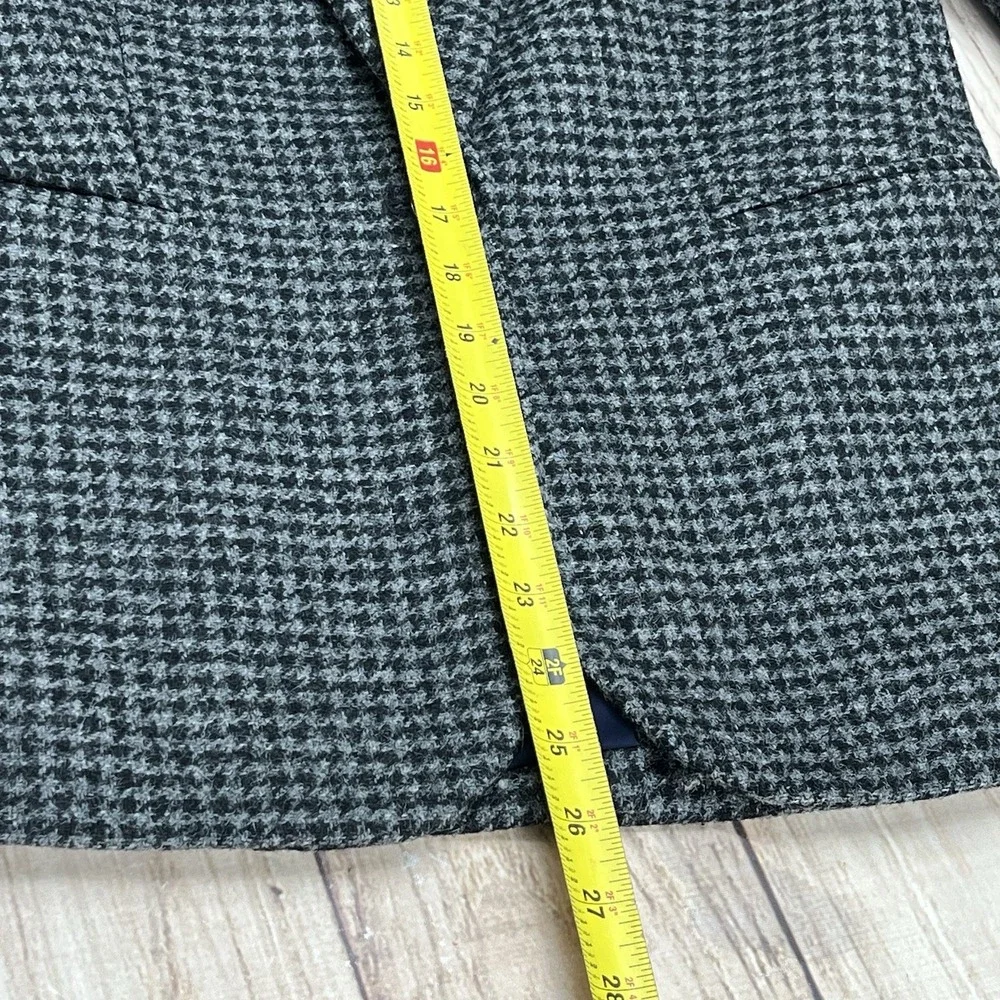 J. Crew Blazer Parke‎ Womens size 6 Wool in Houndstooth Slate Grey Black Lined